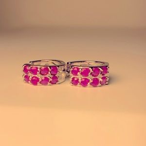 White Gold 9k Gold Gem Earrings